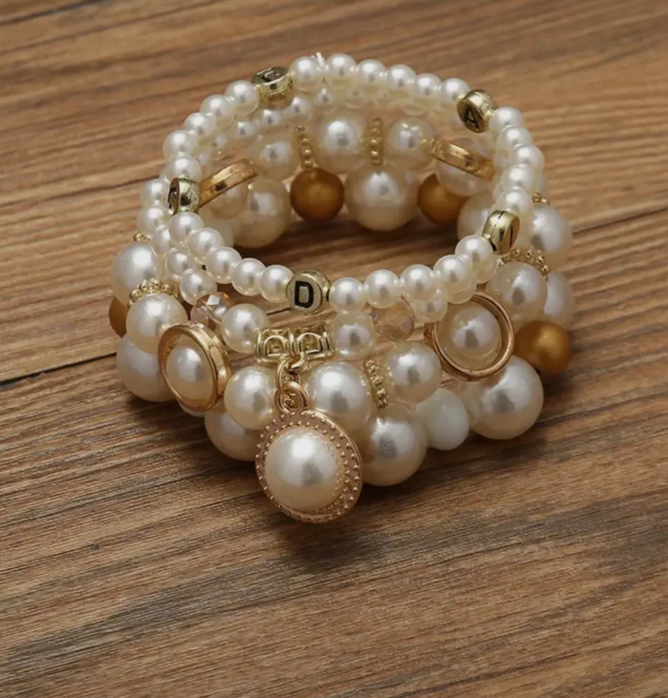 Gold Beaded Bracelet Set