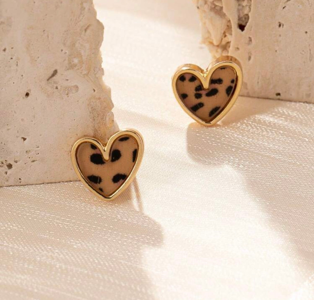 Leopard Heart Studs