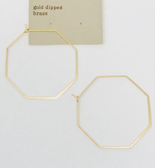 Octagon Wired Hoop Earrings