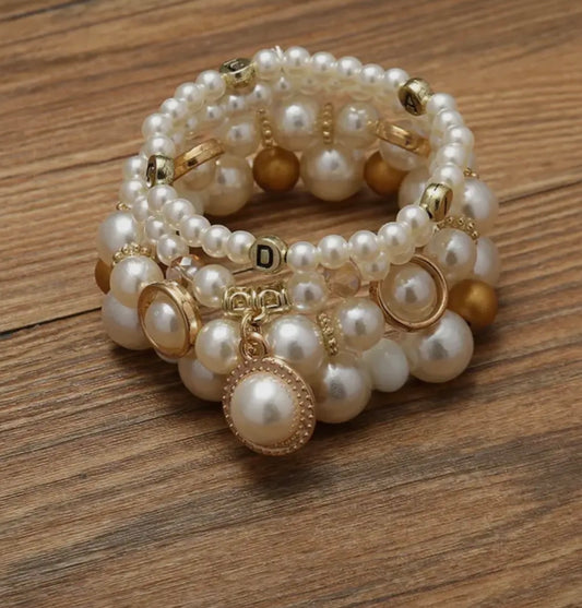 Gold Beaded Bracelet Set