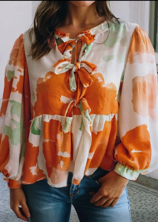 Orange,Green, White Top