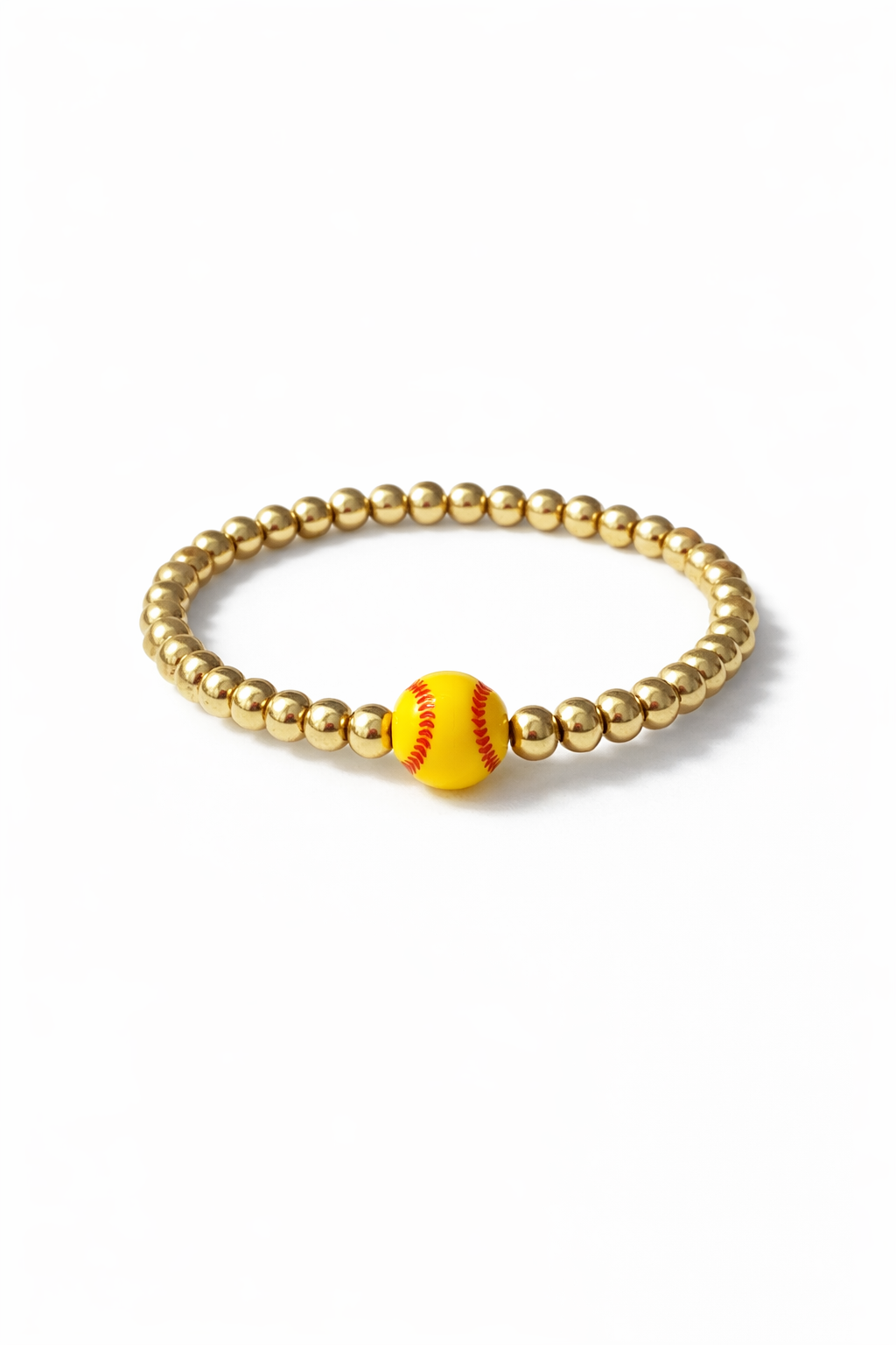 Gold Softball Beaded Bracelet